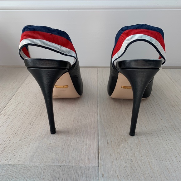 Gucci Stripe and Leather Slingback Pump - Picture 3 of 4